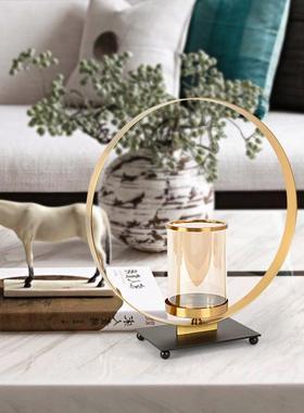 欧轻式奢黑色片铁艺烛尚台电镀拉丝简约时B7203精美铁艺防锈防潮