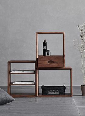 实木格柜小书柜置物架自由组合落地约轻奢日46226子功式多简能书