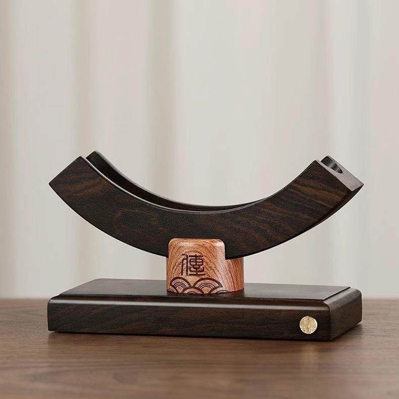 檀普洱茶架18682木茶饼展示架黑白茶架实托摆放黑支架子高档茶具