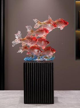 透明树脂年年有鱼摆件饰客级大型落地电视柜沙Z-A-117发旁厅轻奢