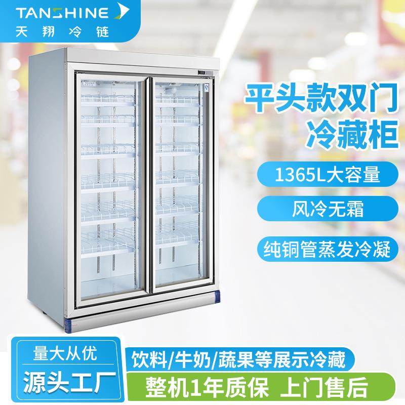 天翔冷链双门冰柜商用大容量立式风冷展示柜便利店冰箱保鲜柜