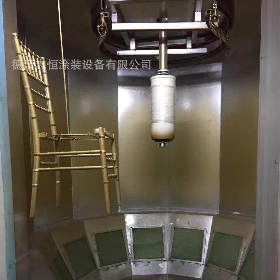 厂家直供钢琴衣架吉他木器木制品静电喷漆圆盘式静电喷漆生产线