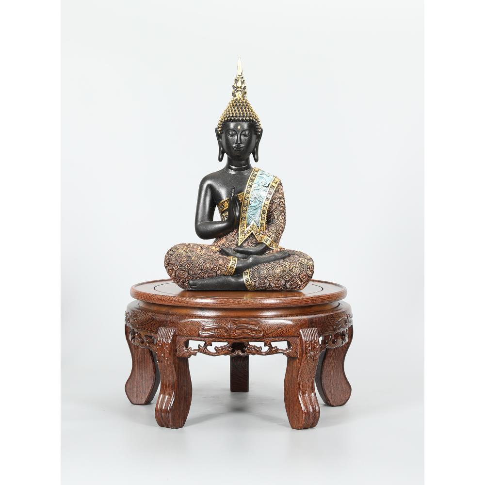 实木OJM圆底座奇石酒缸鱼缸佛瓶像花盆工艺品支装乌饰品木架