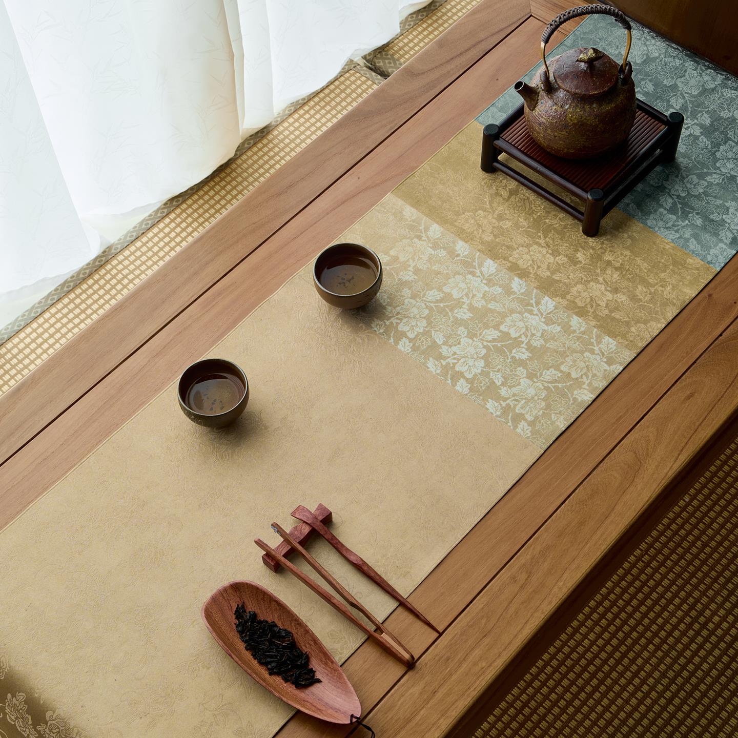 爱奇葩 原笺创素轻奢高端桌旗云香纱茶席中式茶禅意茶旗桌布CXDC0