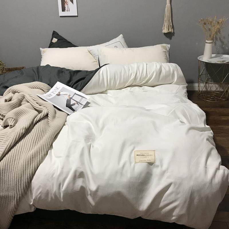 in宿s休闲斯件堪的纳维亚纯色精梳棉四套少女心舍床床单被LRC1.51