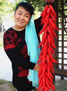 中号LJC10030国结客厅大挂串件喜庆装饰红色辣椒乔迁玄中关电视墙