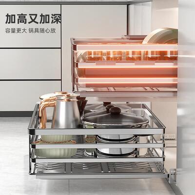 拜隆拉篮厨房整橱篮柜304不锈碗抽屉式buln\/拜双层沥水碗钢盘柜