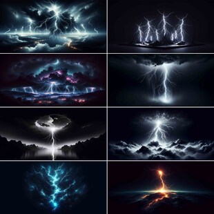 鱼缸背景贴纸高清画3D立体水族箱雷电风景防水贴画新款外贴造景图