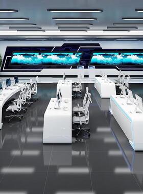 烤漆制指挥中心控台65604安防监控台多体电脑操度作媒台调台办公