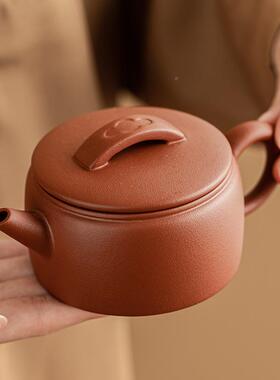紫砂朱泥汉瓦壶壶24JS10-0家用手工泡茶茶茶壶单壶下午泡茶茶器高
