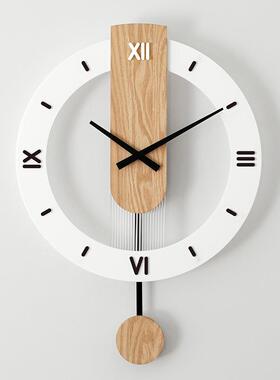 简约CW09-P05钟北欧现代实木挂客静音摇摆时钟厅卧个性创意装饰家