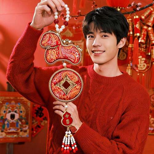 吊226马年KAO新中0式宋锦葫芦挂件非遗纯手工双面葫芦挂饰门挂装