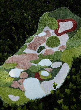 森系苔藓植绒地毯簇客室厅绒加厚防边滑沙发地垫耐脏可df240410机