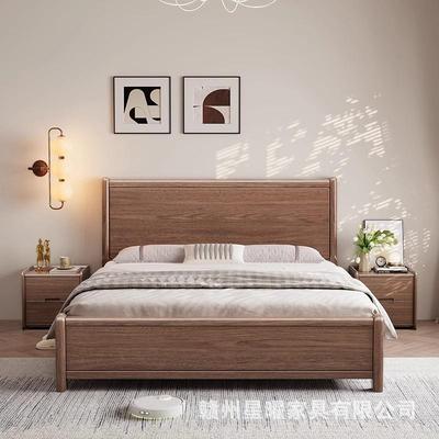 全实木床1米8木胡桃物床现代简810约卧室双人大床北原欧主卧木储