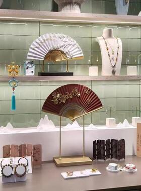 中式禅意扇形件高美级感软装客厅玄关新茶室宋代学KUL扇子高档饰