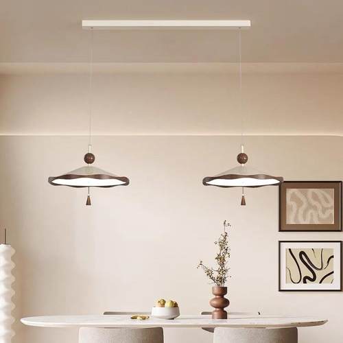 法式中古风客高感温595级桃馨复古厅胡木色吊灯茶室吧台餐桌灯