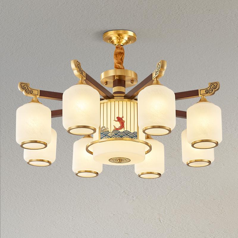 轻中奢中式吊灯客厅现大厅全新189铜实木代式铜吊灯简约餐厅书房