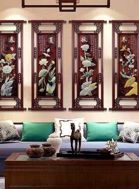 玉?画春夏F76J5S57秋冬挂画中式客厅沙发背景墙饰餐厅墙面装饰四