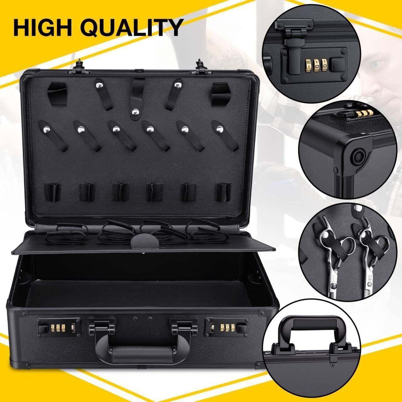 美发工具箱发型师剪专电推剪电用吹风密码锁手提箱理店0917-1黑刀