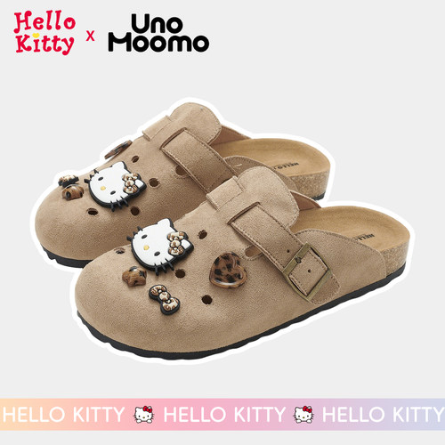 正版授权HelloKitty勃肯鞋女生卡通可爱包头半拖软木底外穿洞洞鞋