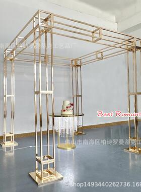 工厂直铁艺电镀金色拱门户婚庆方框外方亭BR-BJ006子销礼打卡拍照