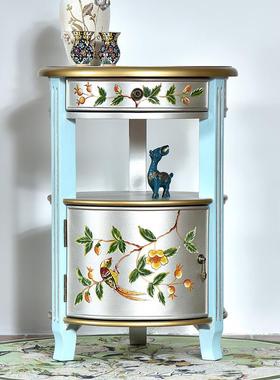 美乡村边几实木客28669桌复古做旧小圆子小厅茶几式沙发侧边柜角