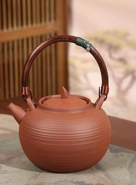 红YFJ泥汕功夫茶壶提梁砂铫茶室围炉潮户外泡茶烧水壶家用陶砂土