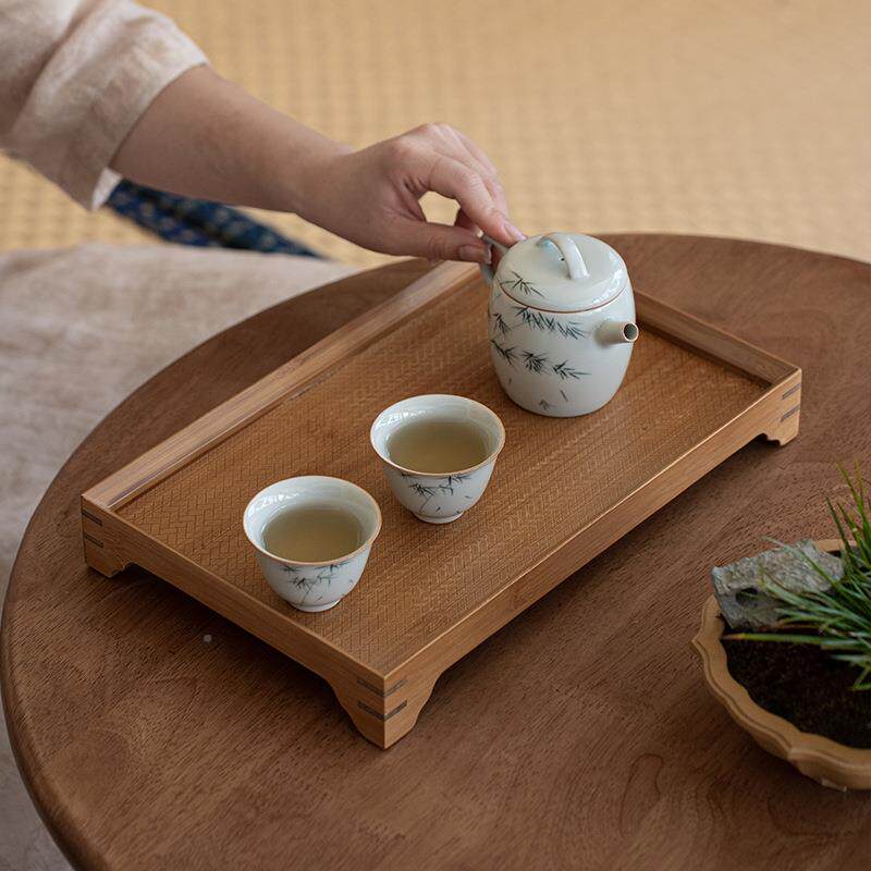 新中式竹泡制茶竹茶盘编壶托盘干台复80651古简约功夫茶具收纳盘