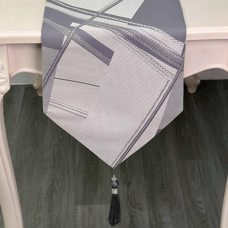 现代轻精奢简约编织纹高密式中欧式餐桌客厅旗茶几卧室床旗桌布艺