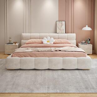 2泡芙布艺床#泡芙床2米x米2大床简约代米网红科现技布床主卧榻榻