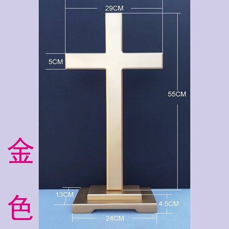 大型金色实木十字架木头摆件 木质礼品客厅装饰物 礼品