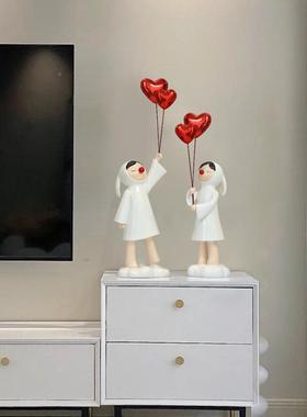 意气球女孩电客厅视柜摆件室床卧头LQC柜玄关餐边柜创家居装饰品