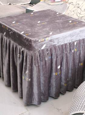 F98H5H9T电烤炉套罩双面金貂绒烤火桌罩烤火被几子厚茶取暖布罩加