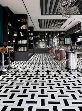 全瓷砖轻风几何花砖x黑白灰地80080FLH000餐厅瓷砖连锁店办公室地