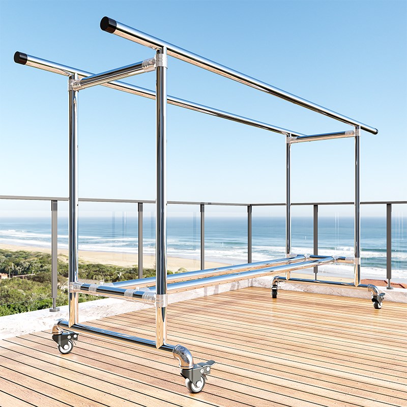 304不锈钢晾衣架落地室外户外防风防锈家用阳台T挂衣杆晒衣服被子