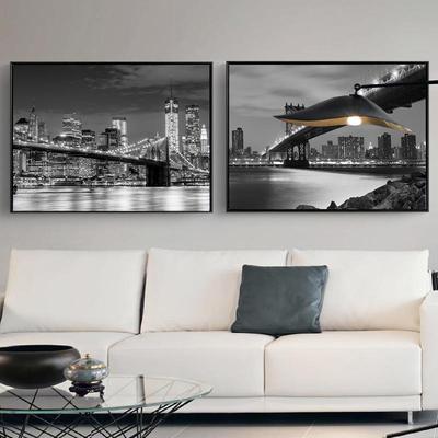 繁华都市现代简约客厅装饰挂画摄影艺术画创意QX202011白后现代格