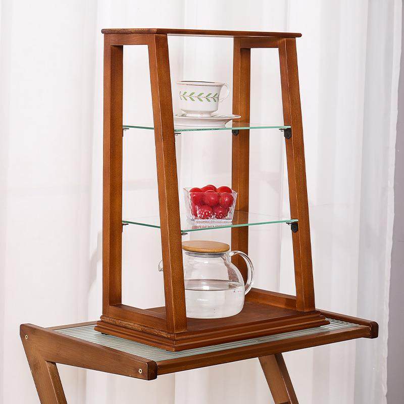 约咖啡置物架杯实木杯架中古卓收式纳置物架日简上木质多功能桌面