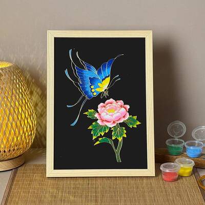 景泰丝蓝掐丝琅di手工材料包珐铜胎全套中国BYF非y遗掐画蝴蝶飞舞