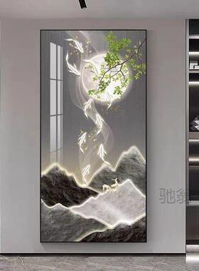 麓r现代简高约饰户玄关装画入新款竖UYP版档客厅晶钻画过道挂画走