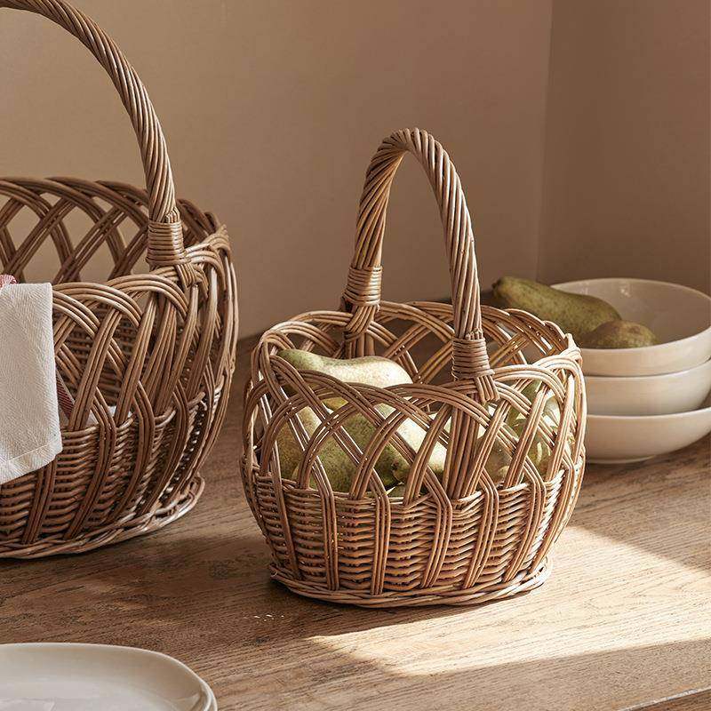 日式XAS柳编手提篮储编物筐野收餐篮蛋水鸡果篮子花篮收纳筐藤纳