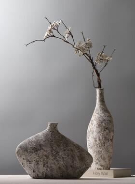 现瓶代简创意陶瓷扁RIA房手绘花瓶样板插花装饰约品博古架摆件软