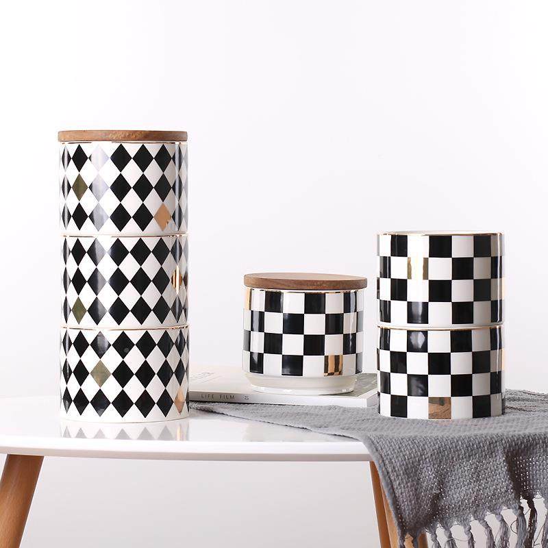北欧DZD创意几何层案三陶瓷密封罐杂粮咖叶啡茶图收纳储物罐,橡塑材料及制品,工业陶瓷,淘宝优惠券,粉丝福利购,淘宝优惠卷