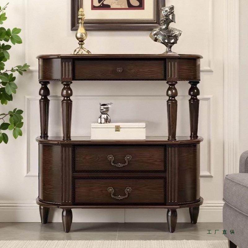 美式全实木圆客玄关桌厅入户半玄关台厅复古玄关柜门靠墙过GLY道,电子元器件市场,其它元器件,淘宝优惠券,粉丝福利购,淘宝优惠卷