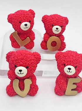 203新款情人节创摆件玫瑰熊LOVZY202301E意2礼物树脂艺家居装饰工