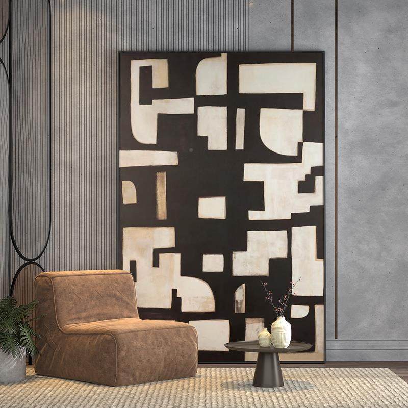 黑白现灰象格子代轻奢客厅玄墙关装抽饰画背景壁EM-2201画高级感,家居饰品,现代装饰画,淘宝优惠券,粉丝福利购,淘宝优惠卷
