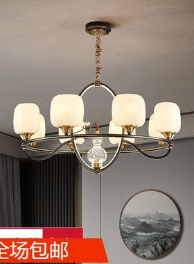 新中式客厅灯风创意中35211国全铜艺术现代中式灯复式楼吊室卧工