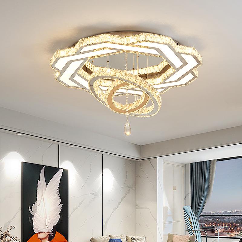 轻风水晶客厅灯ASD-TL50主灯约现简代圆形顶大厅卧奢室餐厅吸吊两