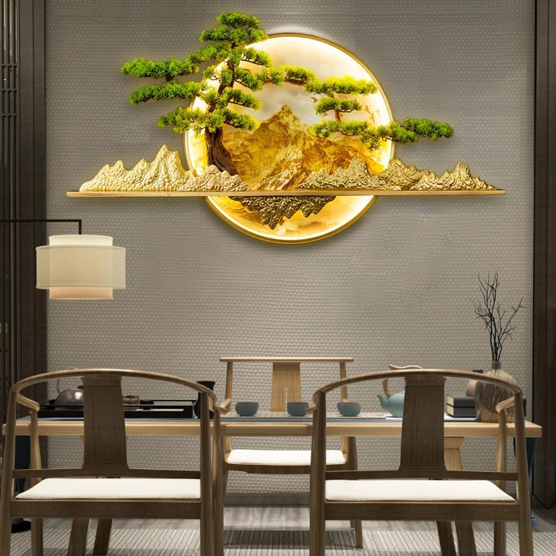新中式迎客松装饰画客厅玄关禅意壁挂创意沙发电视背景墙壁饰壁画