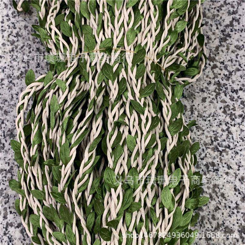 真仿材辫子绿叶藤条手麻绳编织绿叶柳条DCMAIY工花环饰品配饰料