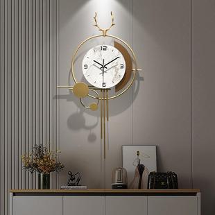 北欧鹿头挂钟厅家用现时挂钟-FN-尚钟表代简约餐创意轻客奢厅网红